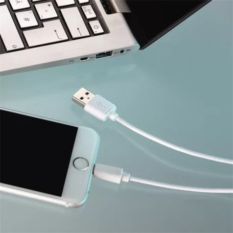 Prémium Adat- és Töltőkábel, Lightning/USB csatlakozó, 20W gyorstöltés, 2 méter, fehér