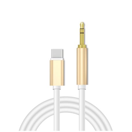 AUX átalakító kábel USB-C-ről 3,5mm jack-re, 1 méter, arany-fehér