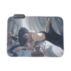   Gamer világítós egérpad, RGB LED világítással, gaming kiegészítő, 350x250x3mm, olajfestmény mintával