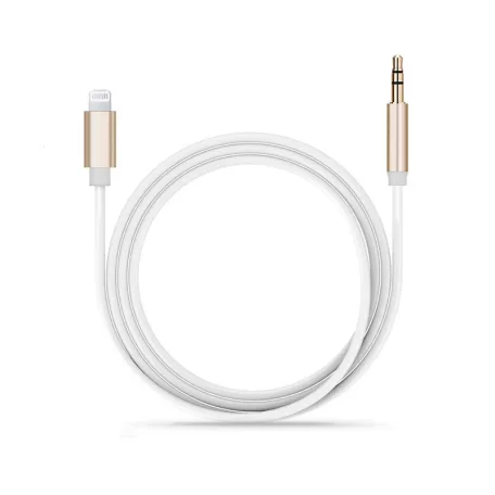 AUX átalakító kábel Lightning-ról 3,5mm jack-re, 1 méter, ezüst-fehér