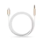 AUX átalakító kábel Lightning-ról 3,5mm jack-re, 1 méter, ezüst-fehér