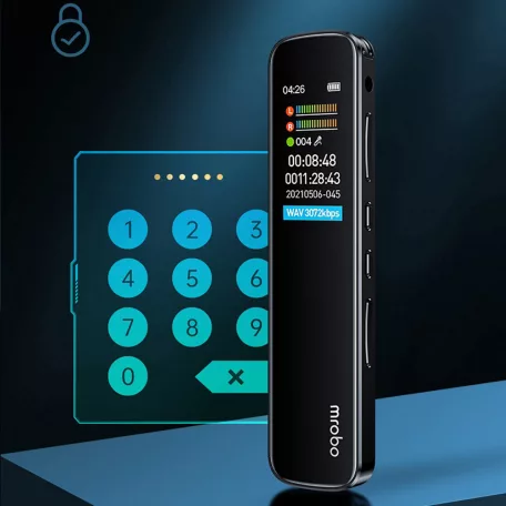 Mrobo Digitális Diktafon RV-19, zajcsökkentés, 8GB, fekete