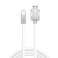   JKX Szilikon Bevonatú Töltőkábel, Lightning/USB csatlakozó, 3A gyorstöltés, 1 méter, fehér