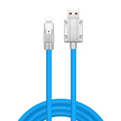   JKX folyékony szilikon töltő kábel, Lightning/USB csatlakozó, 3A gyorstöltés, 1 méter, kék