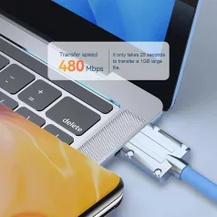   JKX Szilikon Bevonatú Töltőkábel, Lightning/USB csatlakozó, 3A gyorstöltés, 1 méter, kék