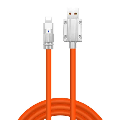 JKX Szilikon Bevonatú Töltőkábel, Lightning/USB csatlakozó, 3A gyorstöltés, 1 méter, kék