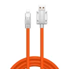 JKX Szilikon Bevonatú Töltőkábel, Lightning/USB csatlakozó, 3A gyorstöltés, 1 méter, narancssárga