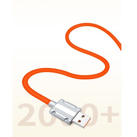 JKX Szilikon Bevonatú Töltőkábel, Lightning/USB csatlakozó, 3A gyorstöltés, 1 méter, fehér