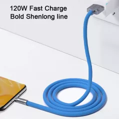   JKT Szilikon Bevonatú Töltőkábel, USB-C/USB csatlakozó, 120W gyorstöltés, 1 méter, fehér