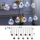 Christmas Tree/Karácsonyfás Gömbök Fenyőtobozzal, 3m, LED függöny/fényfüzér, összefűzhető, 8 világítási mód, 10db gömb, zöld-piros-kék-sárga ünnepi fények