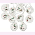 Christmas Tree/Karácsonyfás Gömbök Fenyőtobozzal, 3m, LED függöny/fényfüzér, összefűzhető, 8 világítási mód, 10db gömb, zöld-piros-kék-sárga ünnepi fények