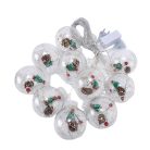 Christmas Tree/Karácsonyfás Gömbök Fenyőtobozzal, 3m, LED függöny/fényfüzér, összefűzhető, 8 világítási mód, 10db gömb, zöld-piros-kék-sárga ünnepi fények