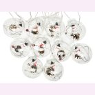 Snowman/Hóember Gömbök, 3m, LED függöny/fényfüzér, összefűzhető, 8 világítási mód, 10db gömb, zöld-piros-kék-sárga ünnepi fények