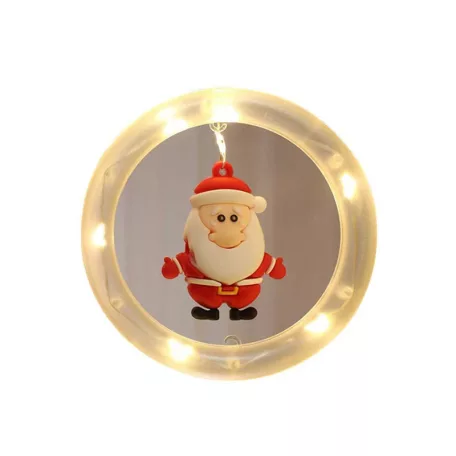 Circle&Santa Claus/Mikulás LED Körök, 3m, LED függöny/fényfüzér, összefűzhető, 8 világítási mód, 10db kör+gömb, zöld-piros-kék-sárga ünnepi fények