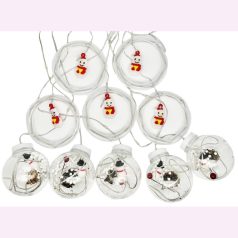   Circle&Snowman/Hóember LED Körök, 3m, LED függöny/fényfüzér, összefűzhető, 8 világítási mód, 10db kör+gömb, meleg ünnepi fehér fények