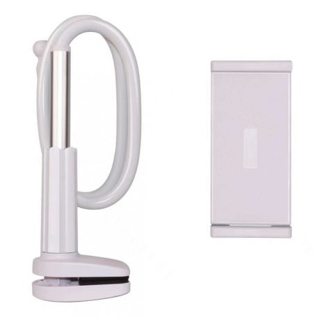 Flexibilis Telefon- és Tablettartó, asztalra/ágyra szerelhető, 6.5cm asztalszélességig, fehér