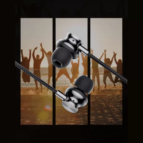 Vezetékes Fülhallgató, beépített mikrofonnal, hívásfogadás, 3,5mm jack sztereó, fekete