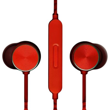 Vezetékes Fülhallgató, beépített mikrofonnal, hívásfogadás, 3,5mm jack sztereó, piros