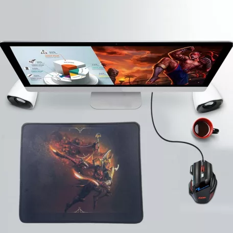 Professzionális Gamer egérpad warrior, gumitalp, 250x300x3mm, páncélos szamuráj mintával