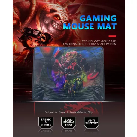 Professzionális Gamer egérpad, gumitalp, gaming kiegészítő, 250x300x3mm, szörnyes mintával