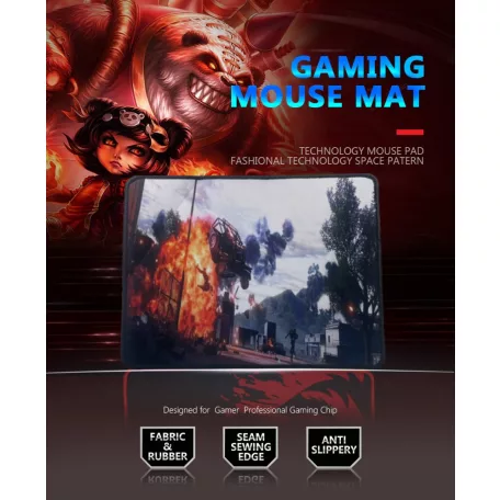 Professzionális Gamer egérpad warrior, gumitalp, 250x300x3mm, harcos mintával
