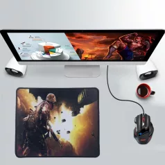   Professzionális Gamer egérpad warrior, gumitalp, 250x300x3mm, háborús mintával