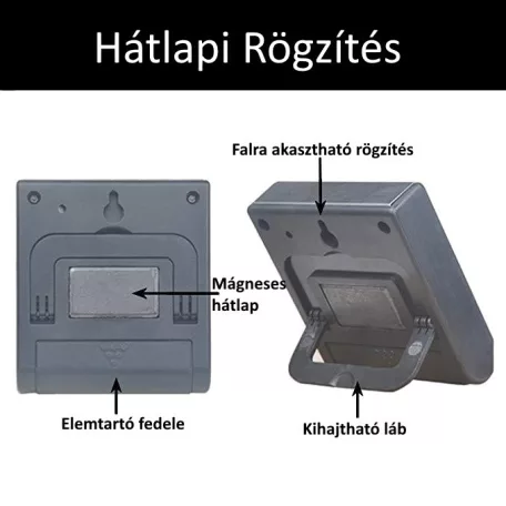 Digitális Konyhai Időzítő, LCD kijelzővel, mágneses hátlappal, asztali támasztóval, ezüst