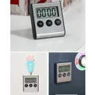 Digitális Konyhai Időzítő, LCD kijelzővel, mágneses hátlappal, asztali támasztóval, ezüst