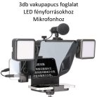 Hordozható Súgógép, Okostelefon felvételhez, PT-15, 3db vakupapucs foglalat + 1/4" rögzítő csavarmenet, élő közvetítéshez vagy interjúhoz, fekete