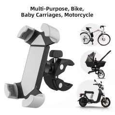   Kerékpár és Motorkerékpáros Mobiltelefontartó Y90, Kormányra rögzíthető, 360°-ban forgatható, csúszásgátló, fekete