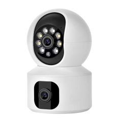   Intelligens Térfigyelő Kamera R11, 2MP FullHD dupla lencse, kétirányú hang funkció, mozgásérzékelés, fehér