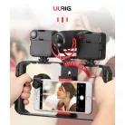 Telefon Stabilizátor Foglalat, UURIG VideoRig foglalat okostelefonokhoz, 3 vakupapucs csatlakozó + 4x1/4" tripod csavarmenet, fekete