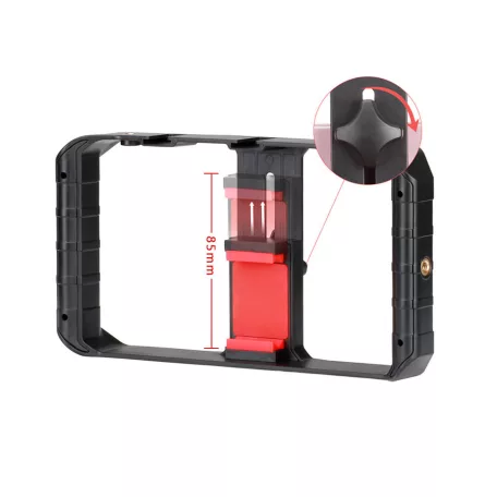 Telefon Stabilizátor Foglalat, UURIG VideoRig foglalat okostelefonokhoz, 3 vakupapucs csatlakozó + 4x1/4" tripod csavarmenet, fekete