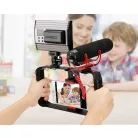 Telefon Stabilizátor Foglalat, UURIG VideoRig foglalat okostelefonokhoz, 3 vakupapucs csatlakozó + 4x1/4" tripod csavarmenet, fekete