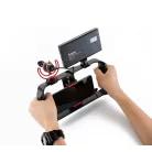 Telefon Stabilizátor Foglalat, UURIG VideoRig foglalat okostelefonokhoz, 3 vakupapucs csatlakozó + 4x1/4" tripod csavarmenet, fekete