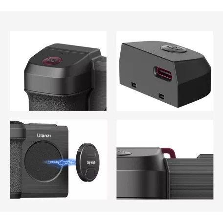 Telefon Stabilizátor, Ulanzi CG01, Bluetooth távirányítós, vakupapucs csatlakozó + 1/4" tripod csavarmenet, fekete