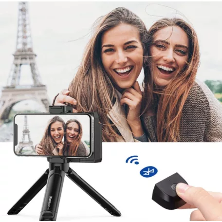 Telefon Stabilizátor, Ulanzi CG01, Bluetooth távirányítós, vakupapucs csatlakozó + 1/4" tripod csavarmenet, fekete