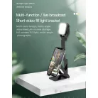 Hordozható mini LED lámpa, mobiltelefontartóval, fotó és videó készitéshez, fényerősség, színhőmérséklet állítható, fekete