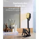 Hordozható mini LED lámpa, mobiltelefontartóval, fotó és videó készitéshez, fényerősség, színhőmérséklet állítható, fekete