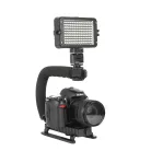 Univerzális VideoRig foglalat Fényképezőgépekhez, C alakú fogantyú, 1/4" menet, vakupapucs foglalat, fekete