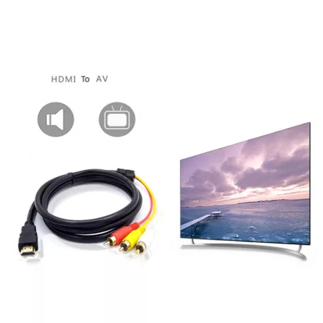 HDMI/3RCA átalakító kábel, 1.5 méter, HDMI-ről 3RCA Video Audio AV-re továbbítja a jelet, fekete