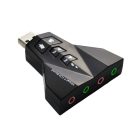 Külső USB hangkártya 7.1, USB 2.0 interfész, hangerő és némító gombokkal, fekete