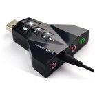 Külső USB hangkártya 7.1, USB 2.0 interfész, hangerő és némító gombokkal, fekete