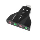 Külső USB hangkártya 7.1, USB 2.0 interfész, hangerő és némító gombokkal, fekete