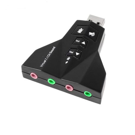 Külső USB hangkártya 7.1, USB 2.0 interfész, hangerő és némító gombokkal, fekete