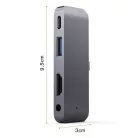4 az 1-ben USB hub: USB-C -> USB 3.0/4K HDMI/USB-C/audió 3.5mm jack porttal, 60W gyorstöltés, szürke