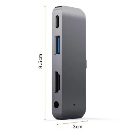 4 az 1-ben USB hub: USB-C -> USB 3.0/4K HDMI/USB-C/audió 3.5mm jack porttal, 60W gyorstöltés, szürke
