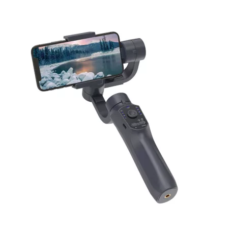 Gimbal F10 Okostelefon Képstabilizátor, 3 tengelyes, automatikus arckövetés, Bluetooth v5.0, újratölthető akkumulátor, fekete
