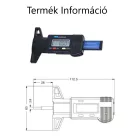 Digitális gumiabroncs profilmélység mérő, 0 és 25.4mm között, LCD kijelzős, hordozható, fekete