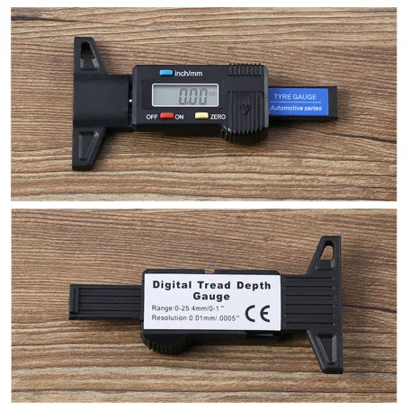 Digitális gumiabroncs profilmélység mérő, 0 és 25.4mm között, LCD kijelzős, hordozható, fekete